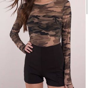 I AM GIA mesh camo long sleeve top